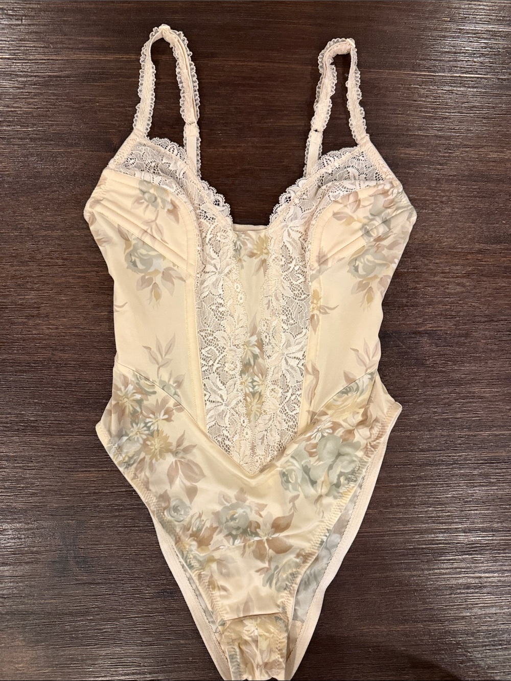 La Perla Cream Floral Lace-Trim Bodysuit